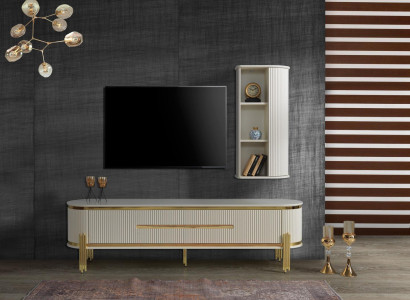 TV Stand TV-cabinet Lowboard White Table Wood Modern Living room Sideboard